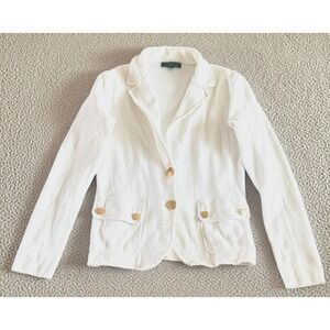 Lauren Ralph Lauren Blazer Jacket Womens XS Knit Gold Button Preppy Nautical